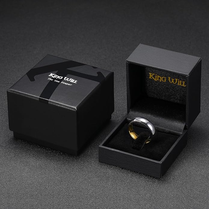 King Will Tungsten Carbide Wedding Band for Men Women Promise Rings for Couples Domed High Polish