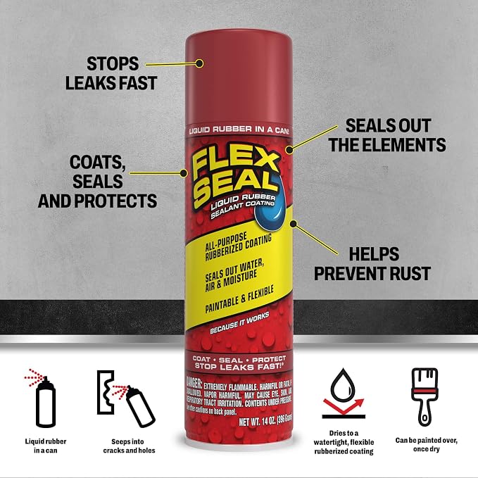 Flex Seal, 14 oz, Stop Leaks Instantly, Waterproof Rubber Spray On Sealant - Image 2
