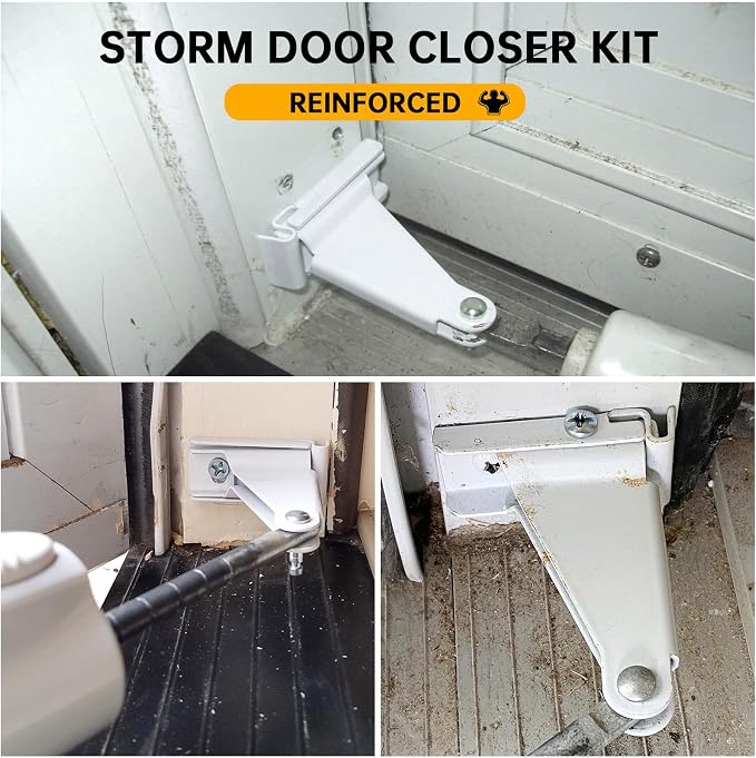 Reinforced Storm Door Closer Bracket Kit, Screen Door Repair Kit White | Screen - Image 5