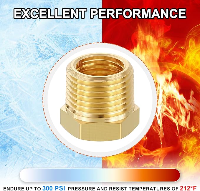 4 Pack Male to FeMale Adapter, 3/8" NTP Male x 1/4" NTP Female Threaded Brass - Image 7