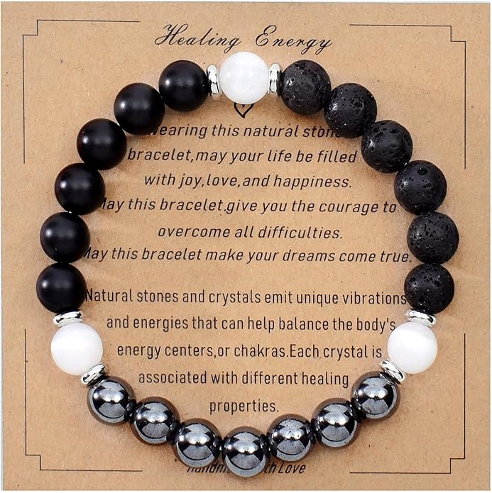 Strong Healing Crystal Bracelet 8MM Genuine Stone Bracelet Lucky Beaded Bracelet Chakra Bracelet 6.5 inch Positive Energy Inspirational Gifts for Women Mom