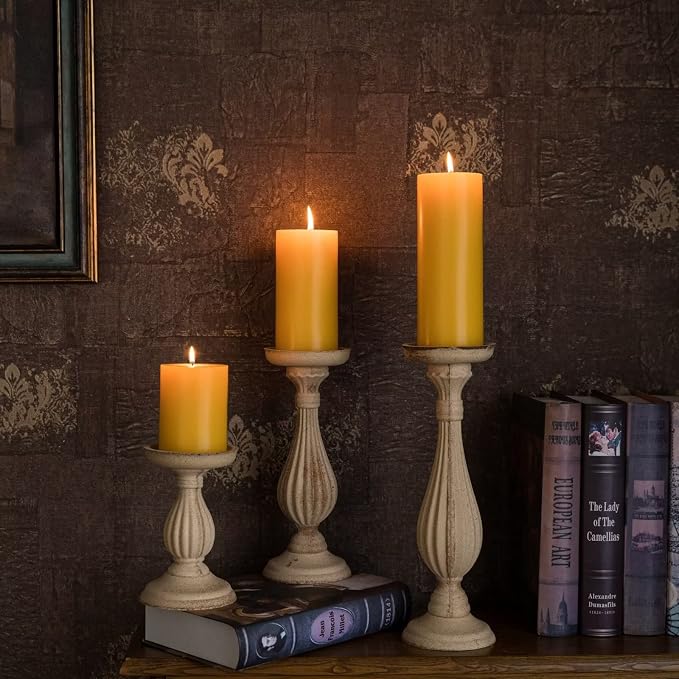MOZEAL 3" x 4" Hand-Poured Unscented Candle, Dripless Pillar Candle Set of 3 - Image 6