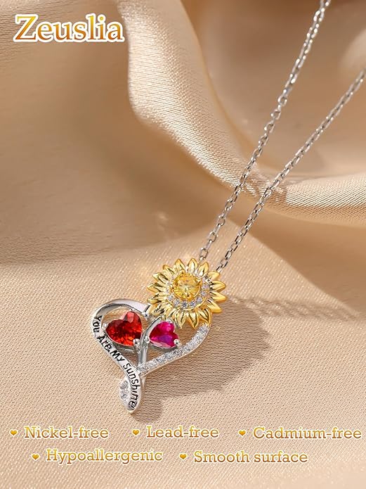 Valentine's Day Gifts for Wife 925 Sterling Silver Double Birthstone Pendant Necklaces I Love You for Always and Forever Necklace Anniversary Birthday Gifts for Wife Girlfriend Mom Her