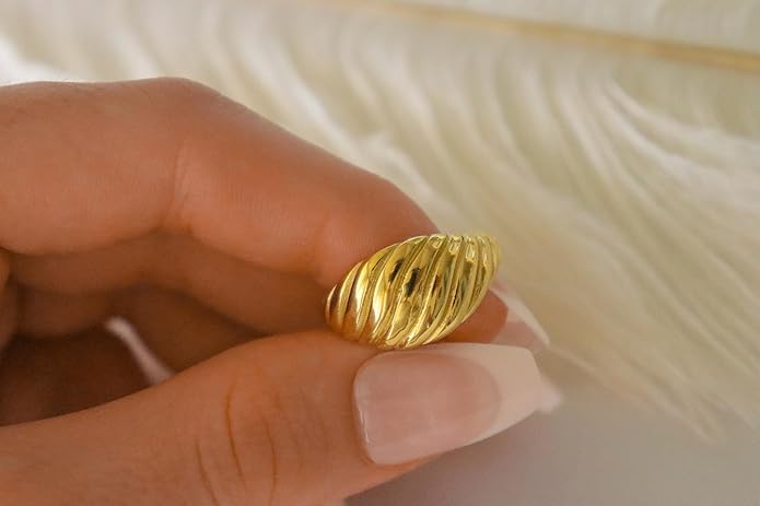 Elegant 18K Gold Plated Stainless Steel Ring – Fine Metal-Plated Jewelry with Durable, Scratch-Resistant Design for Daily Wear & Special Occasions