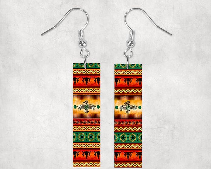 Earrings Handmade Bar Wood Earrings Light Weight Printed Image Dangle Earring Jewelry
