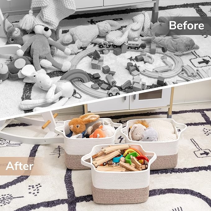Goodpick Woven Storage Basket for Shelves, Cotton Rope Baskets for Kids Toys & - Image 7