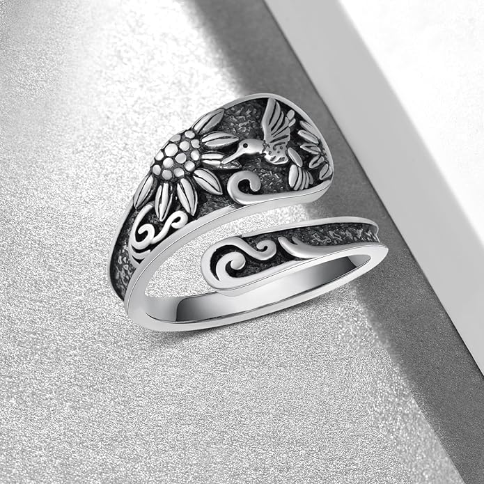 Thumb Rings for Women 925 Sterling Silver Adjustable Spoon Ring Vintage Thumb Jewelry Gifts for Women