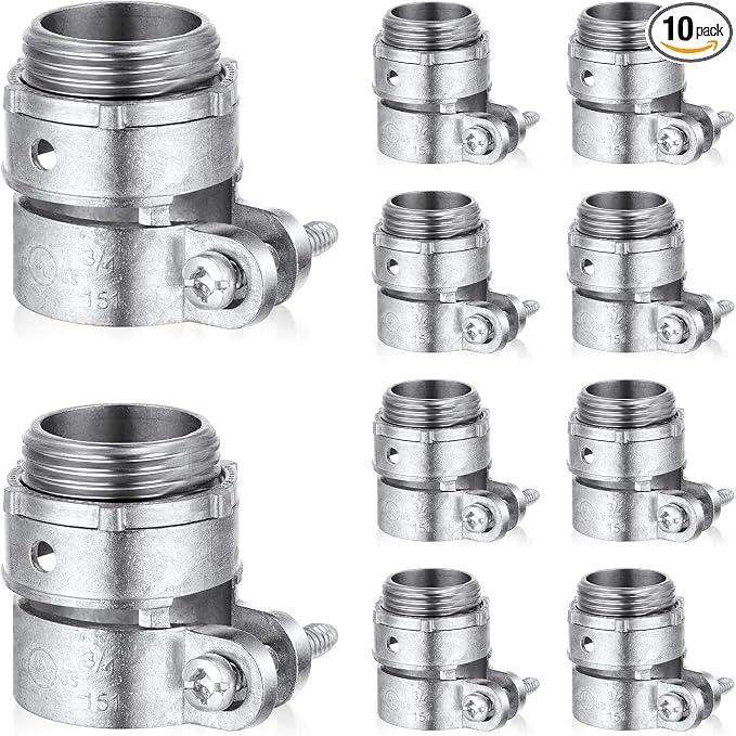 Yaocom 10 Pack 3/4-Inch Squeeze Connectors Fittings FMC Flexible Metal Conduit by Yaocom