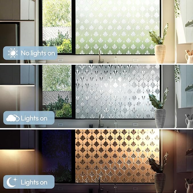 rabbitgoo Privacy Window Film Frosted Glass, 17.5" x 78.7" | Sun Blocking Non - Image 8