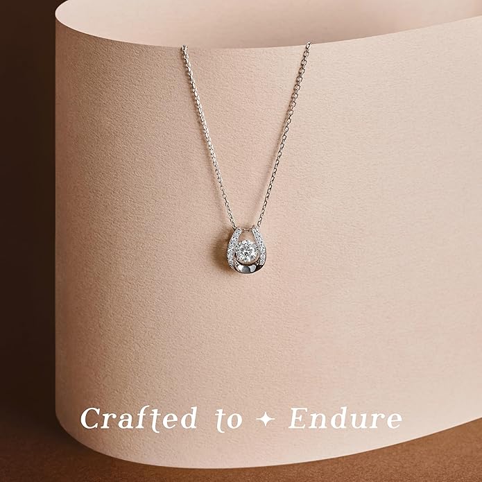 ARINZA Moissanite Necklace for Women, 1 Ct 925 Sterling Silver Dancing Diamond Pendant, 18+2 Inch Chain, Valentine’s Day Christmas Gift for Her, Wife, Mom, Anniversary, Birthday