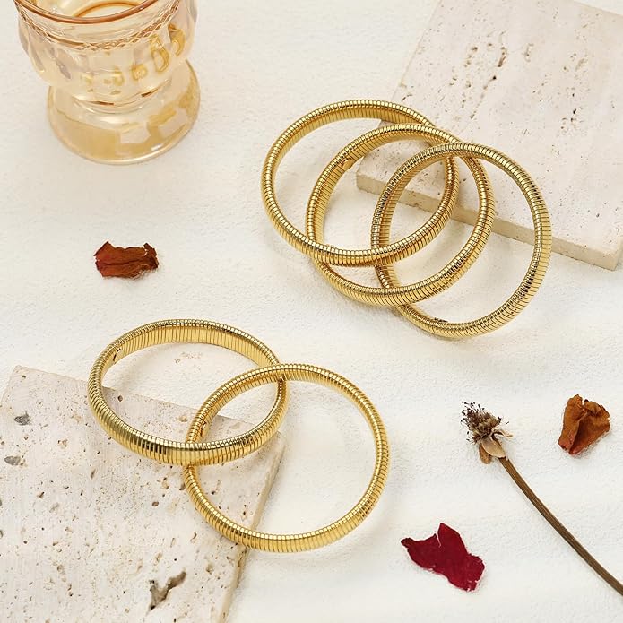 18K Gold Plated Bracelets for Women Gold Bangles for Women Chunky Bangle Bracelets for Women Bracelets Stack Tarnish Free Bangle Set of 3 for Women Accessories for Her Gifts
