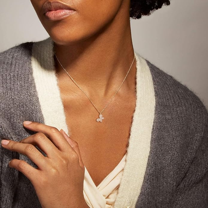 14K Gold Plated Dainty Pendant Butterfly Bead Boot Bee Baseball Flower Compass Airplane Heart Hummingbird Tree Necklace Simple Jewelry Gift for Women