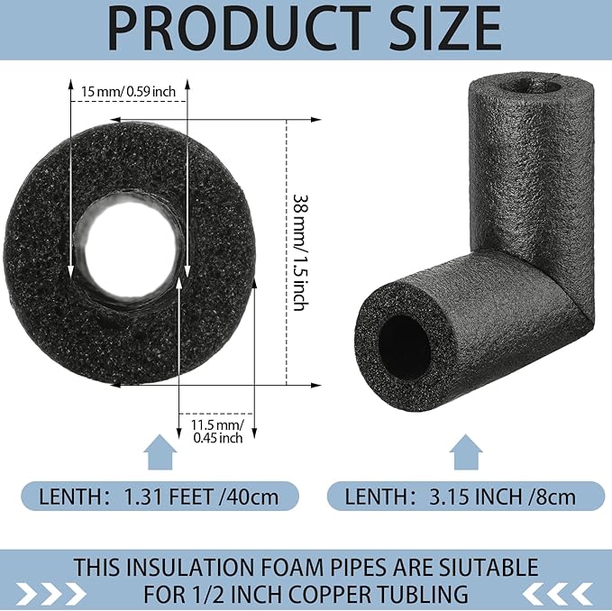 16 Pack Elbow Pipe Insulation Foam Tube Outdoor Wrap Black Pipe Covers Elbow - Image 2