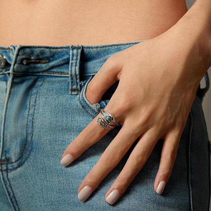Spoon Rings for Women 925 Sterling Silver Sunflower Adjustable Thumb Spoon Rings Celtic Knot Promise Engagement Statement Boho Vintage Finger Open Antique Rings Jewelry