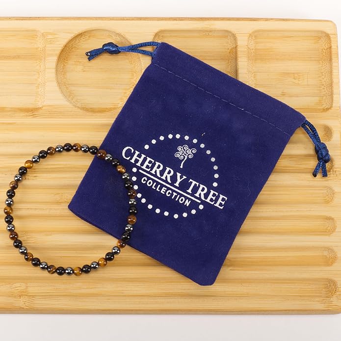Cherry Tree Collection - Small, Medium, Large Sizes - Gemstone Beaded Bracelets For Women and Men - 4mm Round Beads