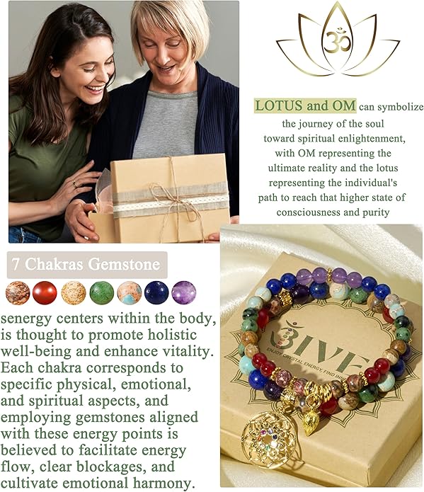 Bivei Natural Semi Precious Gemstone beads bracelet for women - Life Tree and Leaf Charm Energy Reiki Crystal Stretch Bracelets