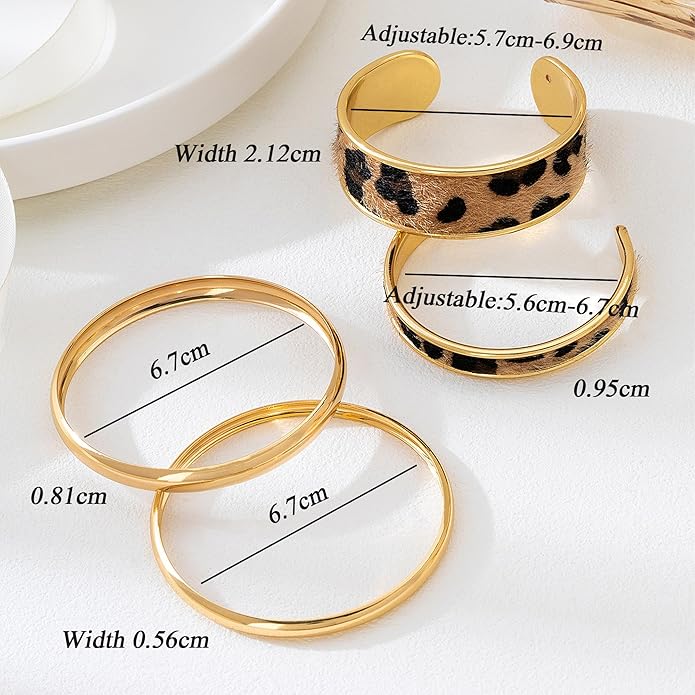 YEEZII Gold Bangle Bracelets for Women, 7Pcs 14K Gold Plated Boho Indian Multi Stackable Textured Bracelets, Chunky Bangles Set for Women Jewelry Gifts