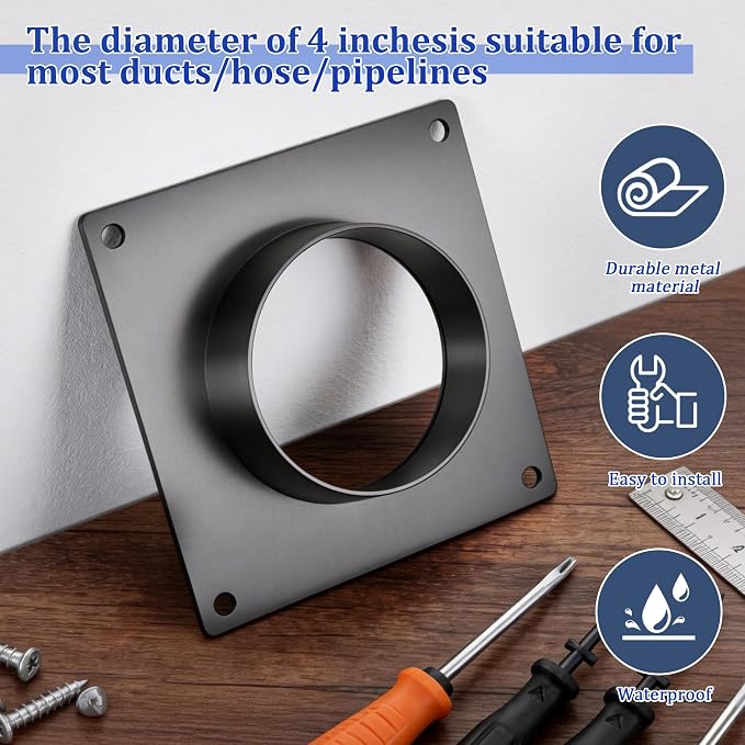4 Inch Duct Connector Flange, Dryer Vent Wall Plate, Galvanized Steel Dryer - Image 6