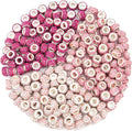 200 Pieces European Large Hole Spacer Beads, Pink European Craft Beads Rhinestone Lampwork Beads Fairy Garden Beads for DIY Charms Bracelet Necklace Earring Jewelry Making Supplies