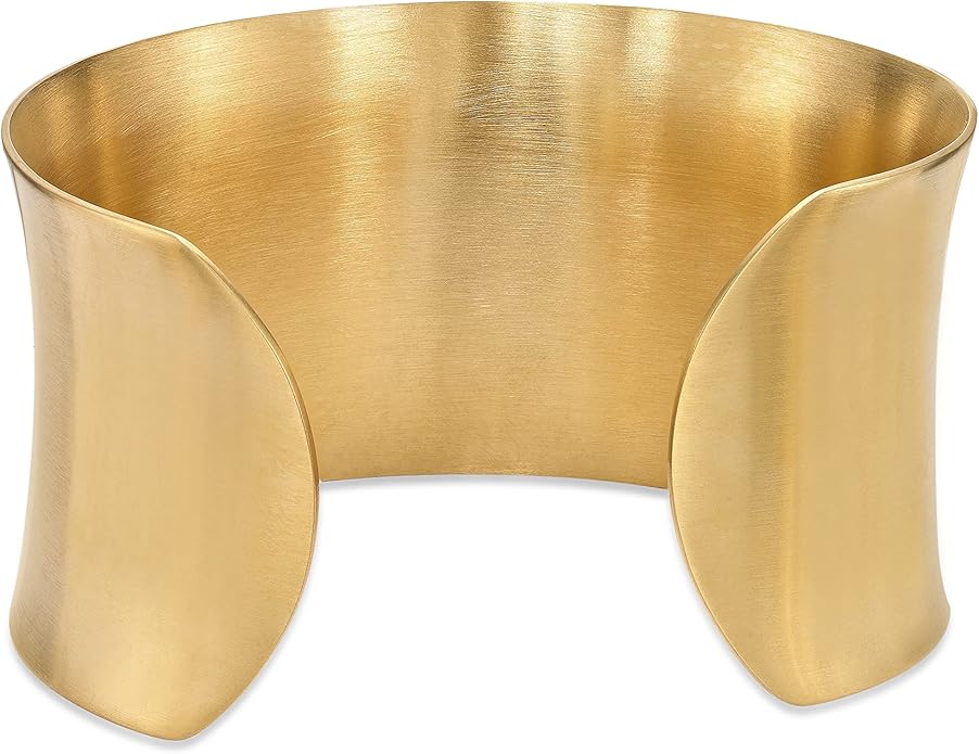Lavari Jewelers 7 Inches Long Wide Open Cuff Bangle Bracelet for Women I 2.5 Inches in Diameter and 1.5 Inches in Height I Ion Plated Stainless Steel or Satin Finish Bangle for Her I Wide Bracelet