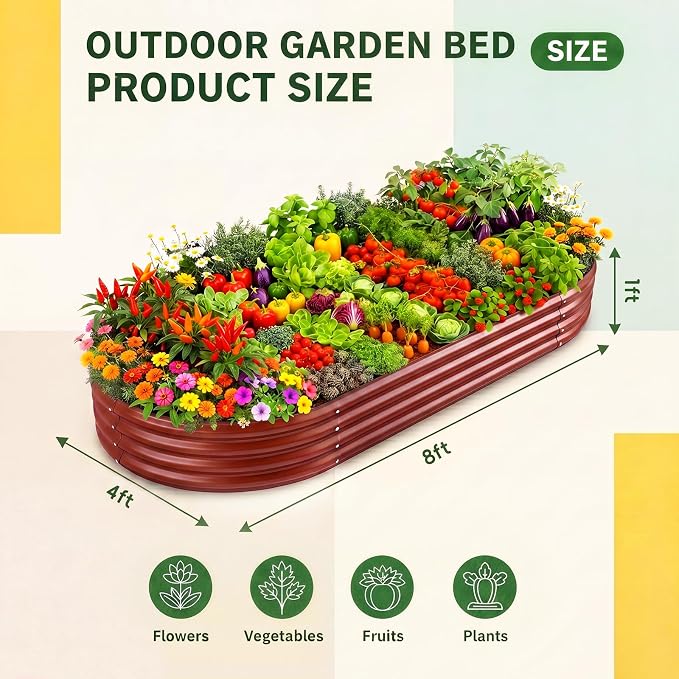 Land Guard 2Pcs 8ft Galvanized Steel Raised Garden Bed, Raised Garden Bed - Image 2