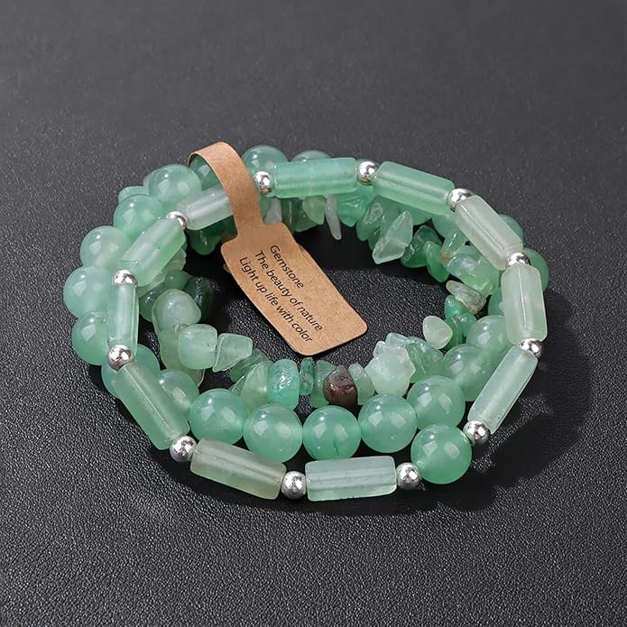 3Pcs Natural Stone Bracelets for Women 8mm Crystal Beaded Bracelets Handmade Stretch Bracelet Healing Crystal Jewelry for Women