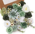 Artificial Flowers Combo Green Flowers Mix Silk Flowers Dahlia Roses by FloweroyalCrafts