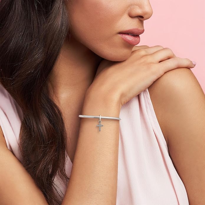 PANDORA Sparkling Cross Dangle - Compatible ME/Moments - Sterling Silver Charm with Cubic Zirconia - Gift with Gift Box