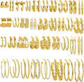 10 Pairs Chunky Gold Earrings for Women, Hypoallergenic Statement Hoops Earring for Multipack, Trendy Gold Chunky Hoop Earrings Jewelry for Gift
