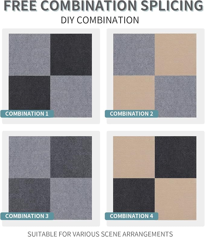 35pc 12" x 12" Self-Adhesive Carpet Tiles, Economical Temporary Flooring - Image 5