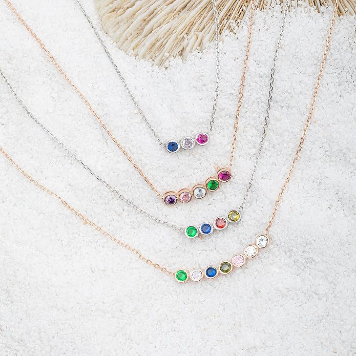 925 Sterling Silver Birthstone Necklace for Women – Personalized Dainty Necklace, Gift for Mom, Grandma, or Her, Mother's Day Gift, Birthday Gift, Birthstone Jewelry for Women