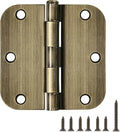 TDCHINGES Rounded Door Hinges 3.5" X 3 1/2 Inch Antique Brass 5/8" 12 Pack | by TDCHINGES