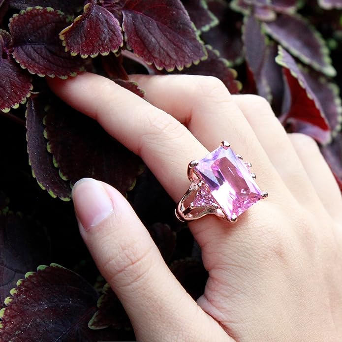 Lavencious Big Bold Radiant CZ Stones Stretch Rings for Women Size for 7-9