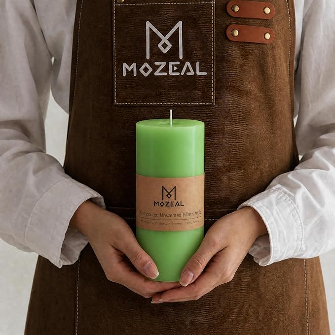 MOZEAL 3" x 4" Hand-Poured Unscented Candle, Dripless Pillar Candle Set of 3 - Image 2