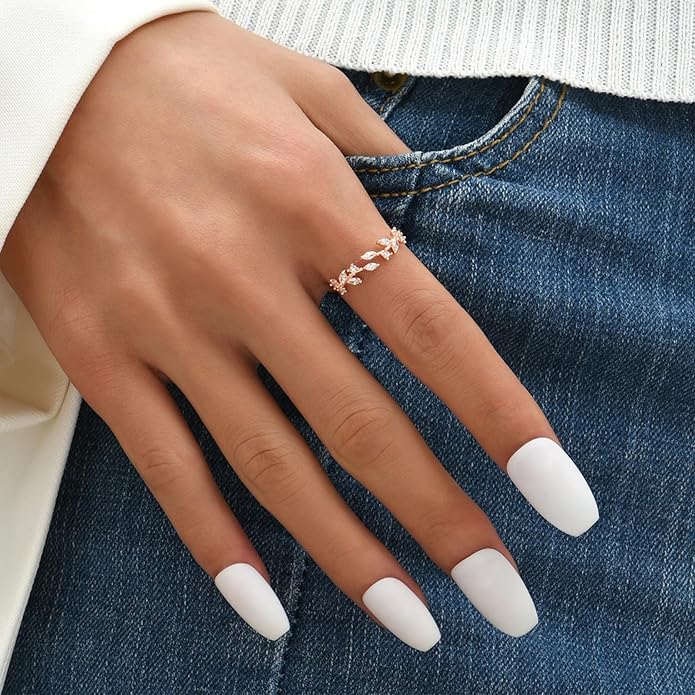 Sora Tuki Rings for Women Adjustable Leaf Ring Dainty Stackable Rings for Women Unique Purple Blue Red Green Ring for Women Trendy Jewelry