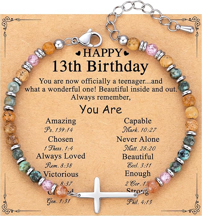 TONY & SANDY Christian Cross Bracelet for Women, Valentine's Day Gifts for Her, Confirmation Baptism Easter Gifts, Unique Gift for Friends Daughter Mom Sister in Christ Birthday Christmas