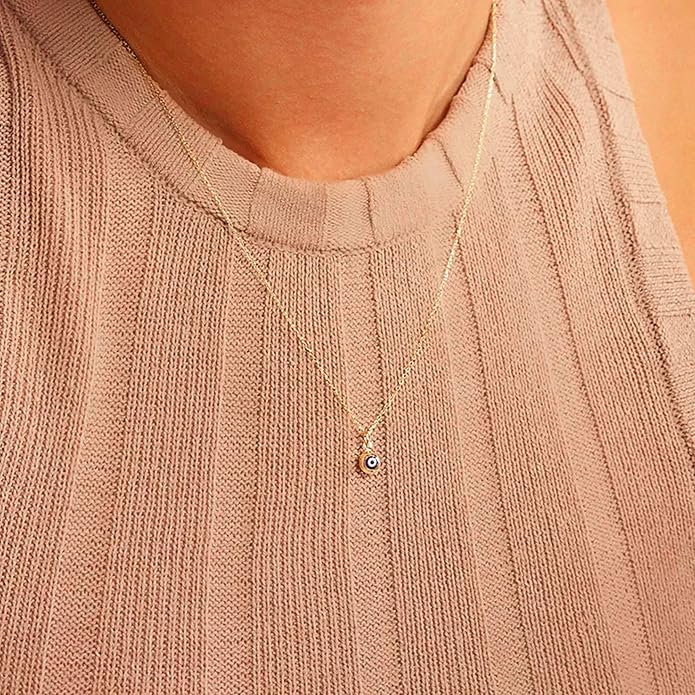 Evil Eye Necklace for Women 14K Gold Plated Delicate Necklaces Blue White CZ Diamond Pendant Necklace Cute Boho Tiny Evil Eye Lucky Protection Jewelry Gift for Women