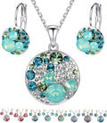 Leafael Ocean Bubble Women's Crystal Jewelry Set Costume Fashion Pendant Necklace Earring, Silver Tone or 18K Rose Gold Plated, 18" + 2", Birthday Gifts for Women