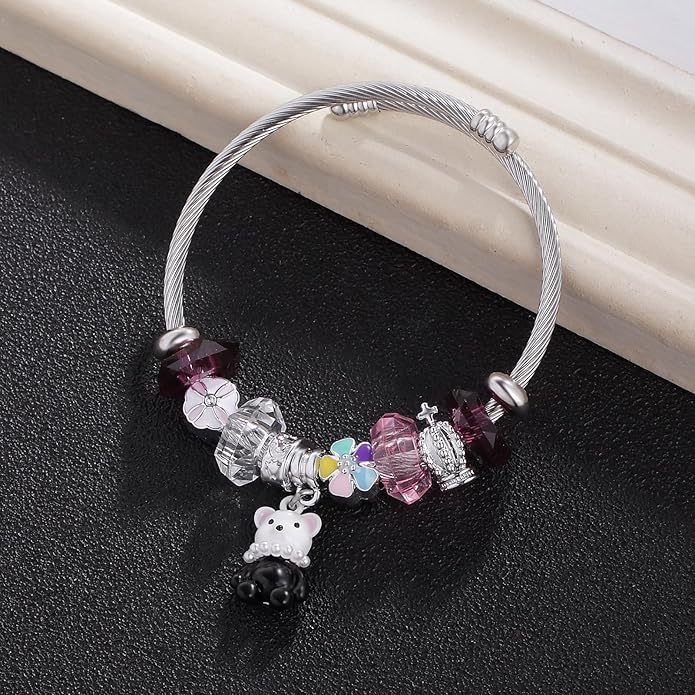 Charm Bracelets for Girls Cute Cartoon Friendship Bracelets Adjustable Bangle Gifts for Girls DIY Jewelry