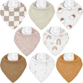 Muslin Baby Bibs 8 Pack, Baby Bandana Drool Bib for Drooling and Teething, Cotton Soft Absorbent for Girls Boys