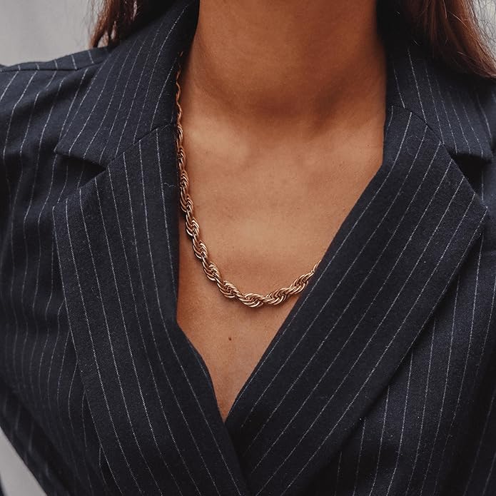 Hey Harper Gold Necklace For Women Trendy Necklace - 14K Golden PVD Coating Waterproof & Sweatproof Non Tarnish Jewelry Chain Necklaces