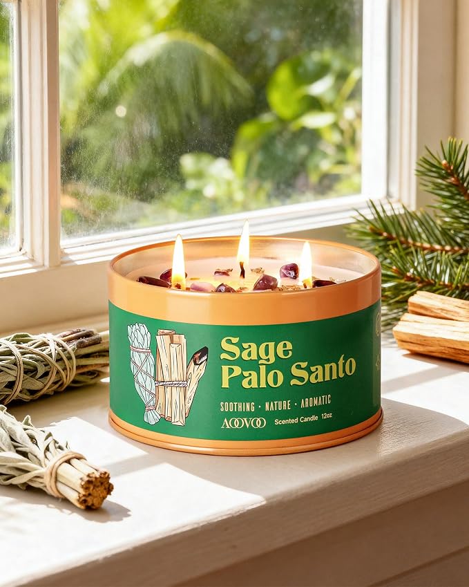 AOOVOO Sage & Palo Santo Candles - Image 2