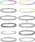 BodyJ4You 12PC Tattoo Choker Necklace for Women - 90s Choker Necklaces Y2K Fashion Trendy Vintage - Emo Black Choker Rainbow Pink White Purple Neon Green Blue Daisy Flower