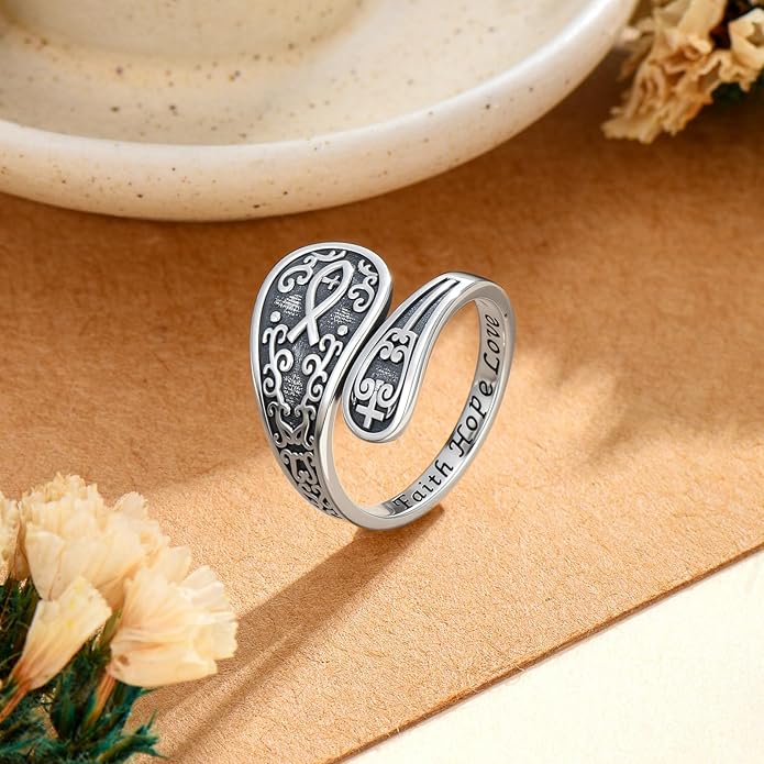 Spoon Ring for Women S925 Sterling Silver Dragonfly Ring Adjustable Thumb Rings Jesus Fish Rings Spoon Jewelry for Brithday Christmas