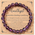 Jovivi Crystal Bracelets for Women Men - 8mm Handmade Natural Semi Precious Gemstone Beaded Bracelets, Round Stone Beads Stretch Bracelet, Healing Yoga Bracelets Jewelry Gifts