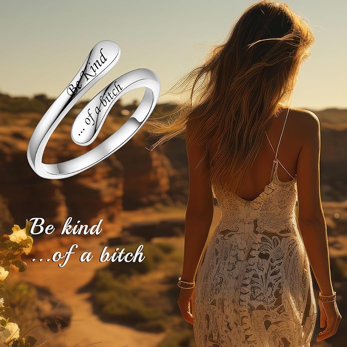Fookduoduo 925 Sterling Silver Ring Inspirational Jewelry adjustable Wrap Open Rings for Women