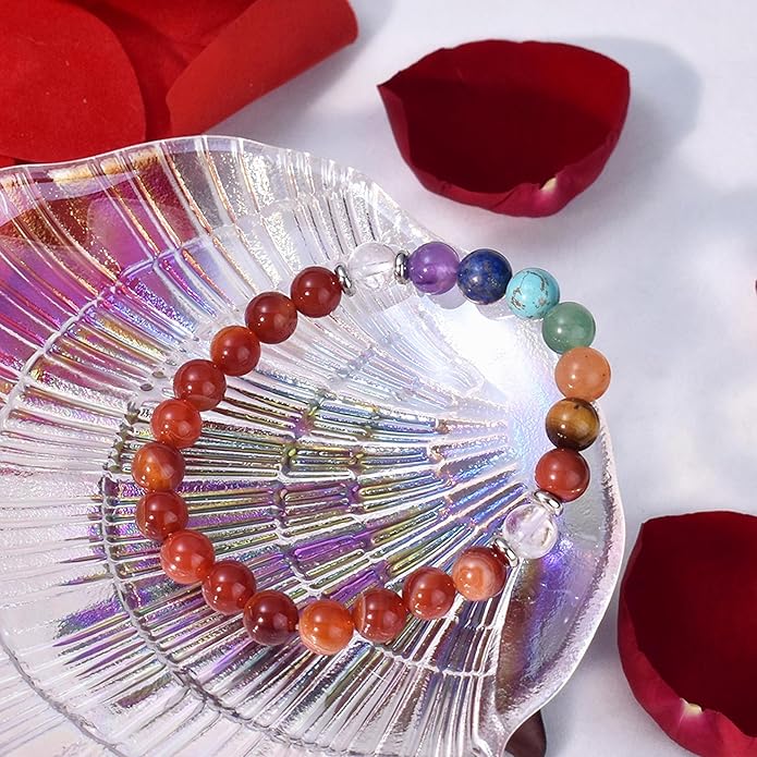 Strong Healing Crystal Bracelet 8MM Genuine Stone Bracelet Lucky Beaded Bracelet Chakra Bracelet 6.5 inch Positive Energy Inspirational Gifts for Women Mom