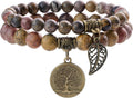 Bivei Natural Semi Precious Gemstone beads bracelet for women - Life Tree and Leaf Charm Energy Reiki Crystal Stretch Bracelets