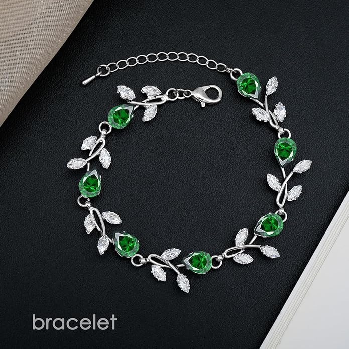 Elegant Bridal Jewelry Sets Clear Cubic Zirconia Wedding Necklace Earrings Bracelet Set for Birdes Bridesmaids CZ Prom Jewelry