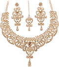 Touchstone Indian jewelry set for women bollywood gold jewellery wedding outfits necklace sets earrings bridal maang tikka fancy costume girls big desi accessories rhinestone in gold or silver tone